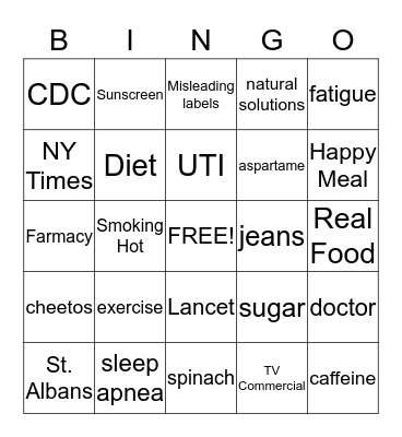 Fatigued to Fabulous Bingo Card