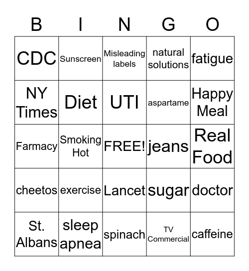 Fatigued to Fabulous Bingo Card