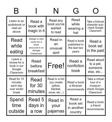 December Reading Challenge Bingo! Bingo Card