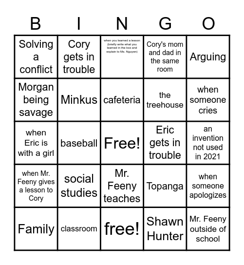 Make a mark when you SEE... Bingo Card