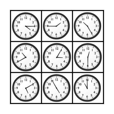 What time is it? Bingo Card