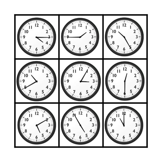 What time is it? Bingo Card