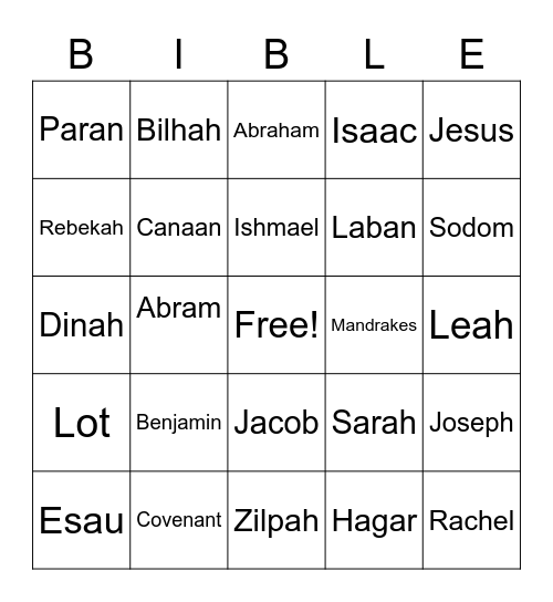 Bible Study Bingo Card