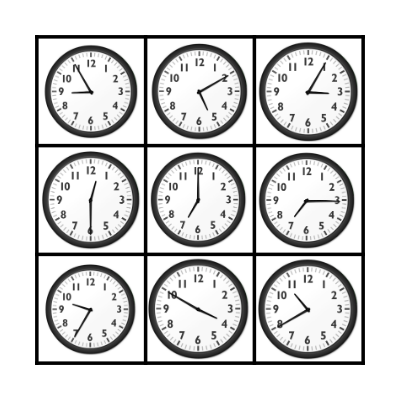 What time is it? Bingo Card