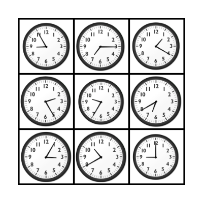 What time is it? Bingo Card