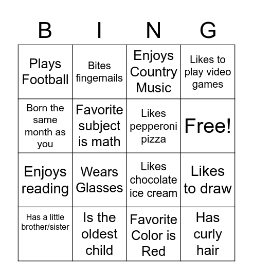 Human Bingo Card