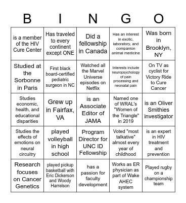 UNC SOM ODEI Bingo Card