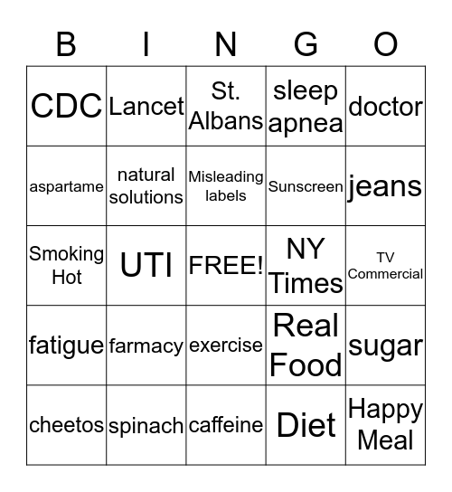 Fatigued to Fabulous Bingo Card
