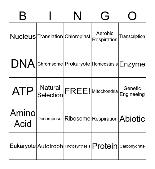 Biology BINGO Card