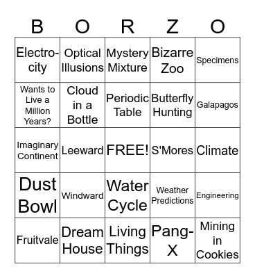 A Year of Science! Bingo Card