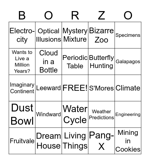 A Year of Science! Bingo Card