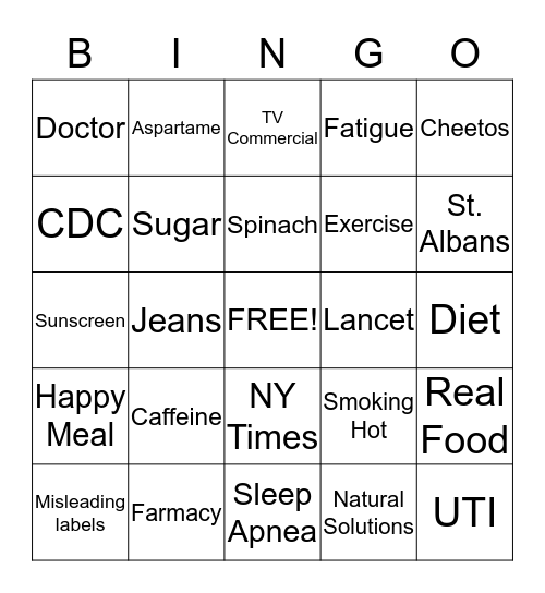Fatigued to Fabulous Bingo Card