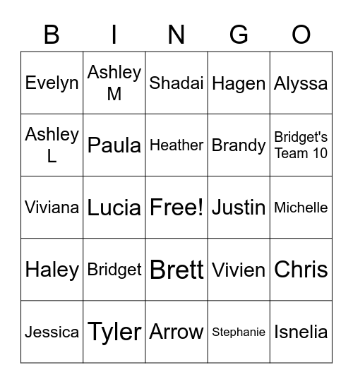 The Best Team Ever Bingo Card