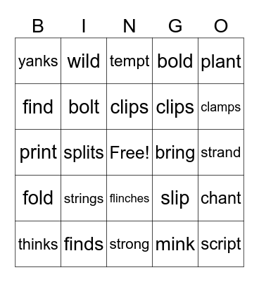 Step 2 Bingo Card