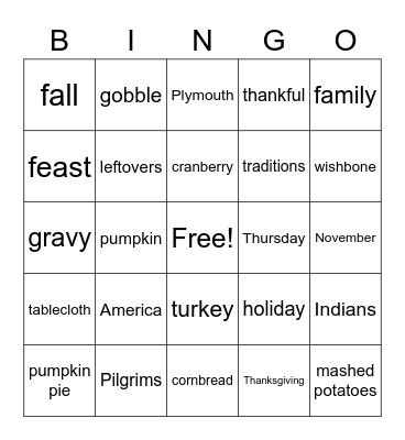🦃 Thanksgiving Bingo 🦃 Bingo Card
