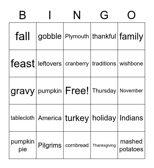 🦃 Thanksgiving Bingo 🦃 Bingo Card