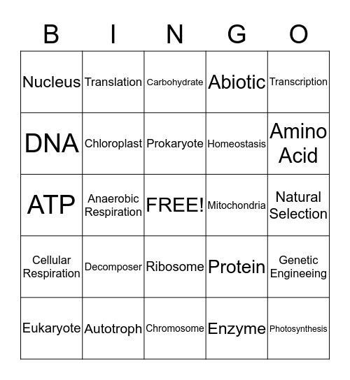 Biology BINGO Card