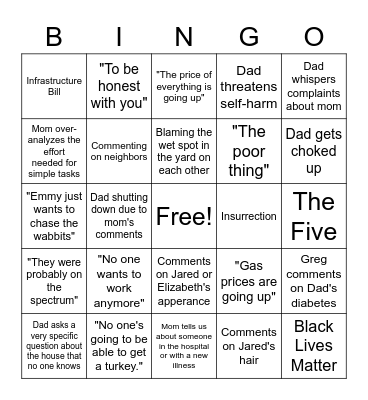 Thanksgiving Bingo Card