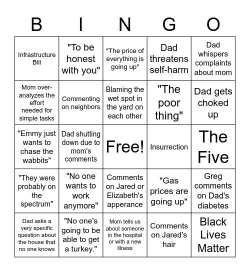 Thanksgiving Bingo Card