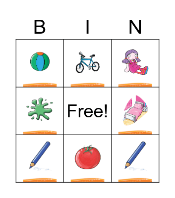 Kids english Bingo Card