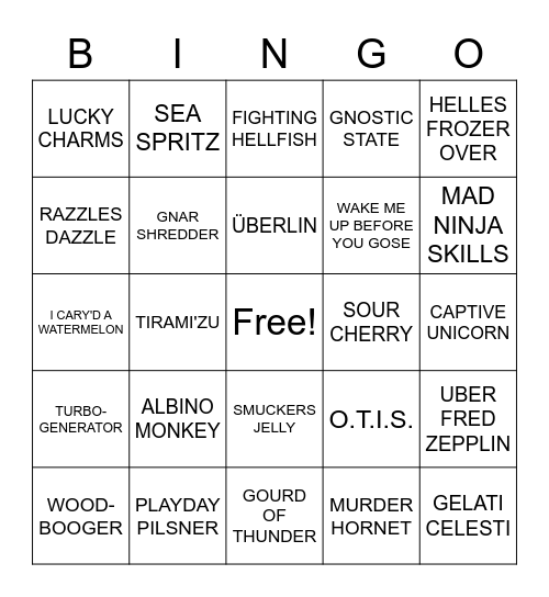 Strangeways Bingo Card