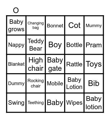 Baby Bingo! Bingo Card