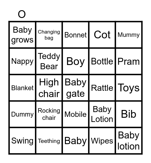 Baby Bingo! Bingo Card