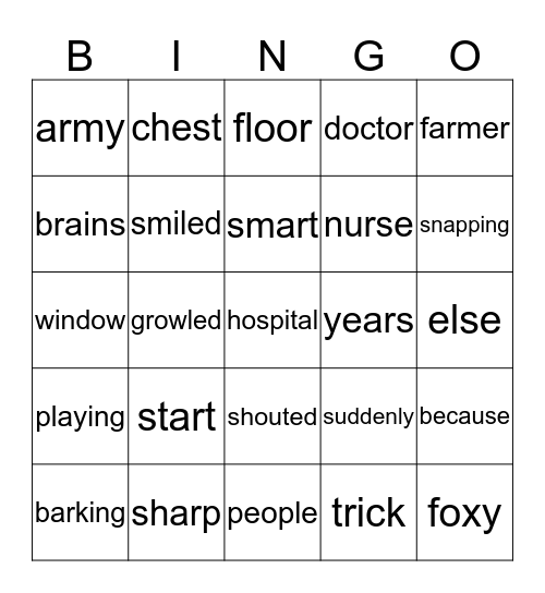 Lesson    56 Bingo Card