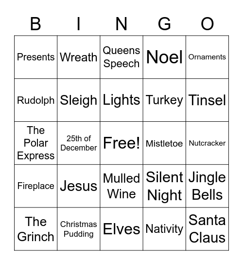 Christmas Bingo Card