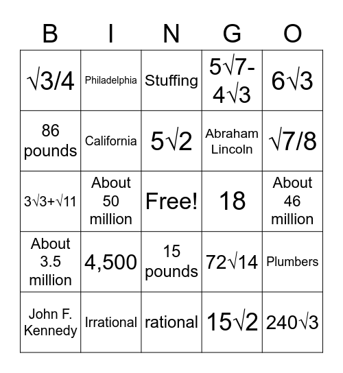 Radical Thanksgiving BINGO! Bingo Card