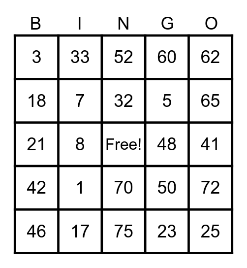 June's Card Bingo Card