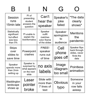 UCSF 2021 Developmental and Stem Cell Biology retreat Bingo Card