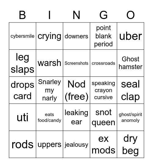 Trashcan Bingo Card