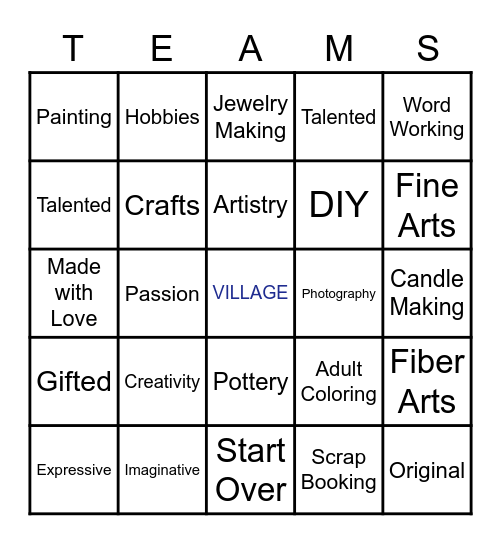 Discovery Teams - CREATIVE OUTLET Bingo Card