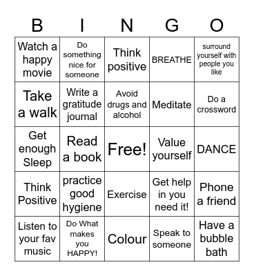 SELF CARE BINGO Card