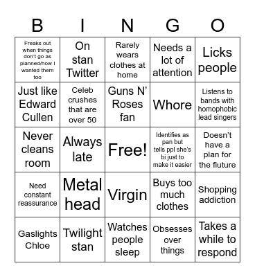 Brodis  red flags Bingo Card
