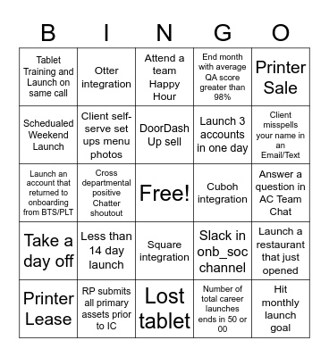 December AC Bingo Card