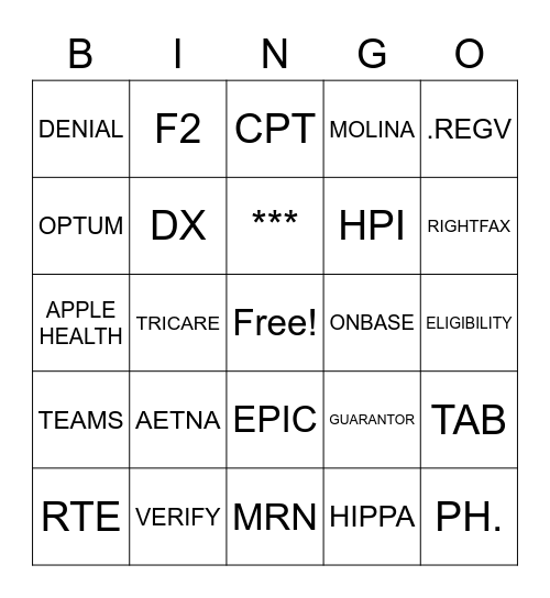 REFERRAL Bingo Card