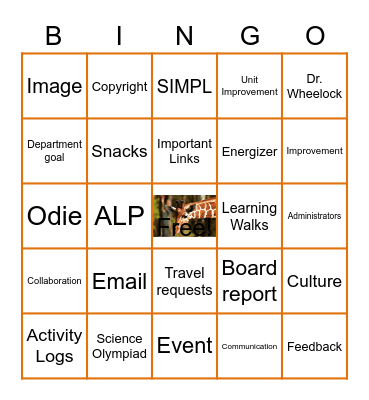 Department Meeting Bingo Card