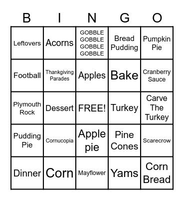 Thanksgiving Bingo Card