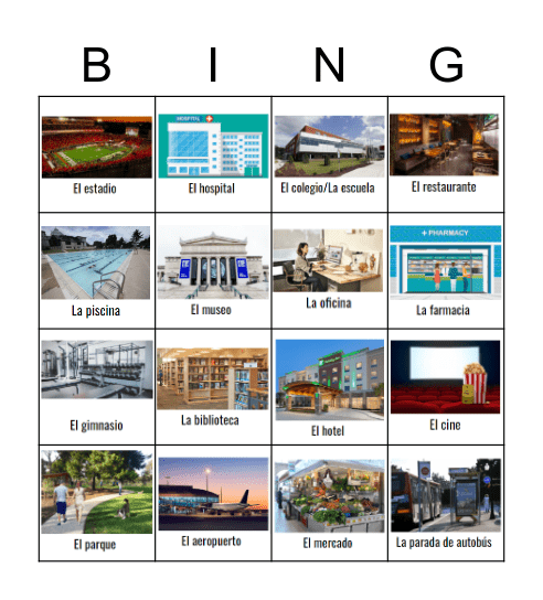 Lugares en la ciudad Bingo Card