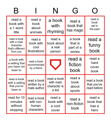 REAL Kids Reading Challenge Bingo Card