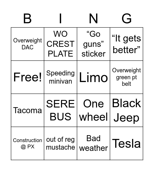 FT RUCKER Bingo Card