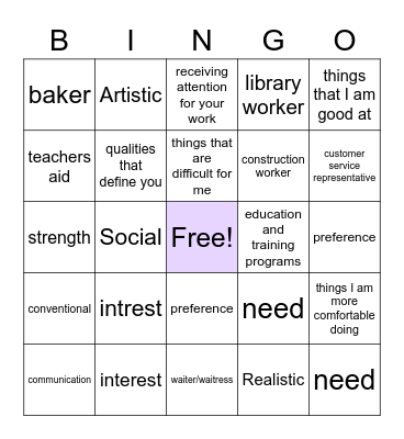 Career Exploration Bingo Review Bingo Card