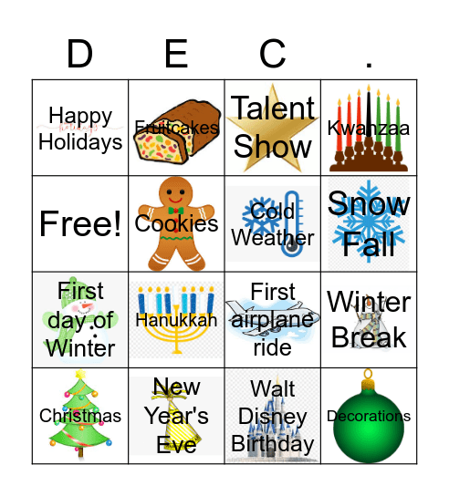 All About December Bingo Card