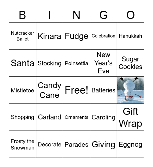 NDX WINTER HOLIDAYS Bingo Card