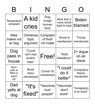 THANKSGIVING Bingo Card