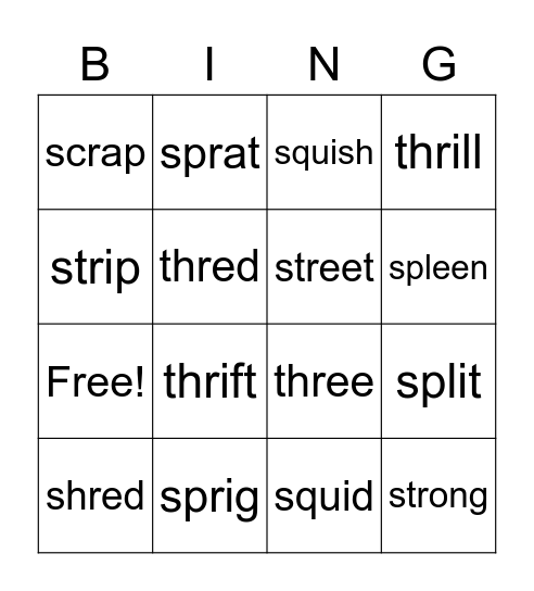 3 Letter Bingo Card