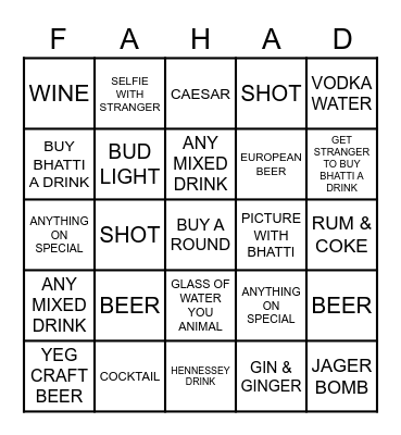 BHATTI BINGO Card