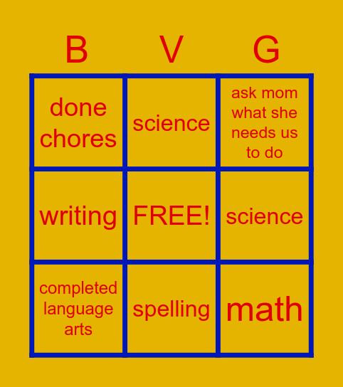 before video games Bingo Card